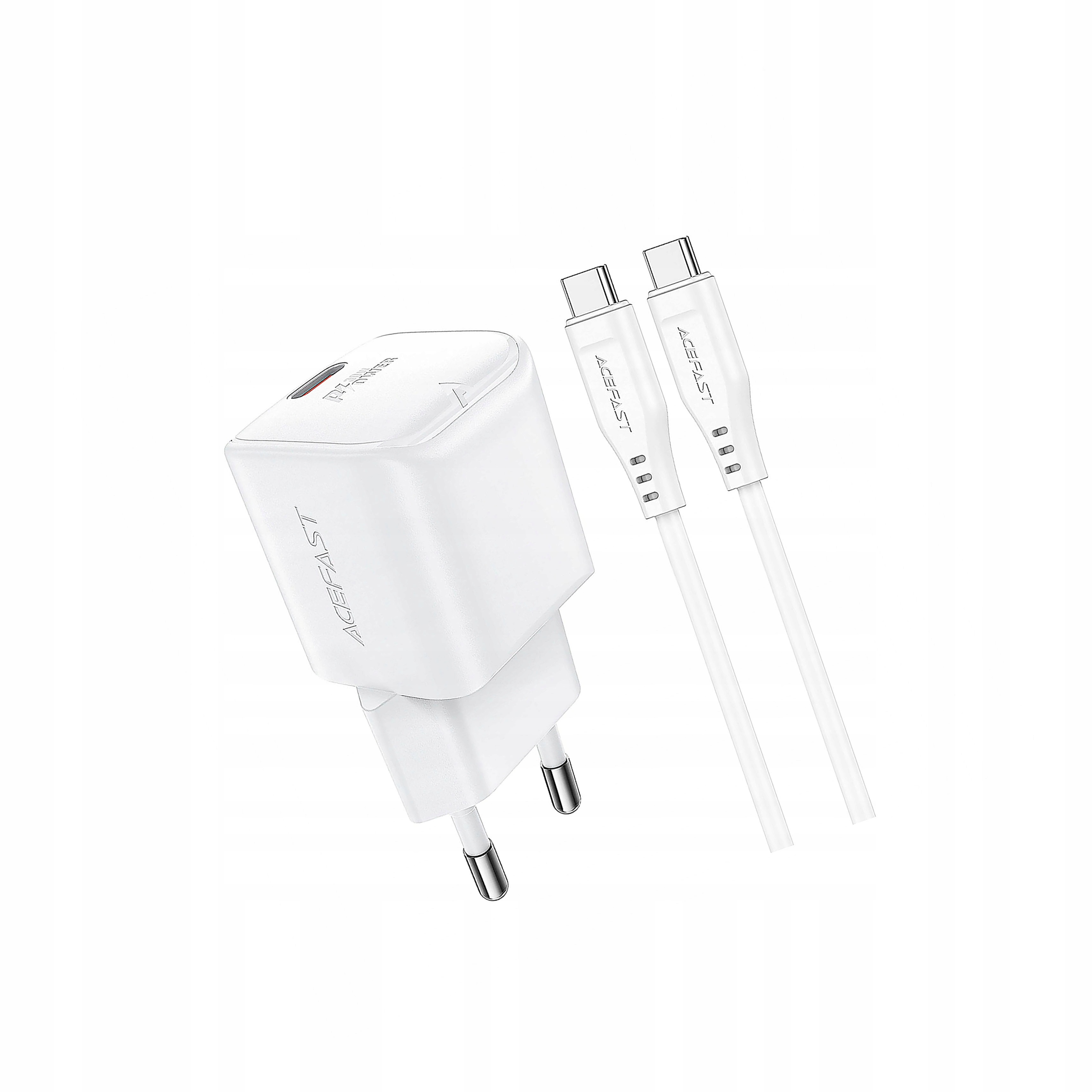 Ładowarka sieciowa Acefast A77 Mini Pd 30W GaN kabel Usb-c biała