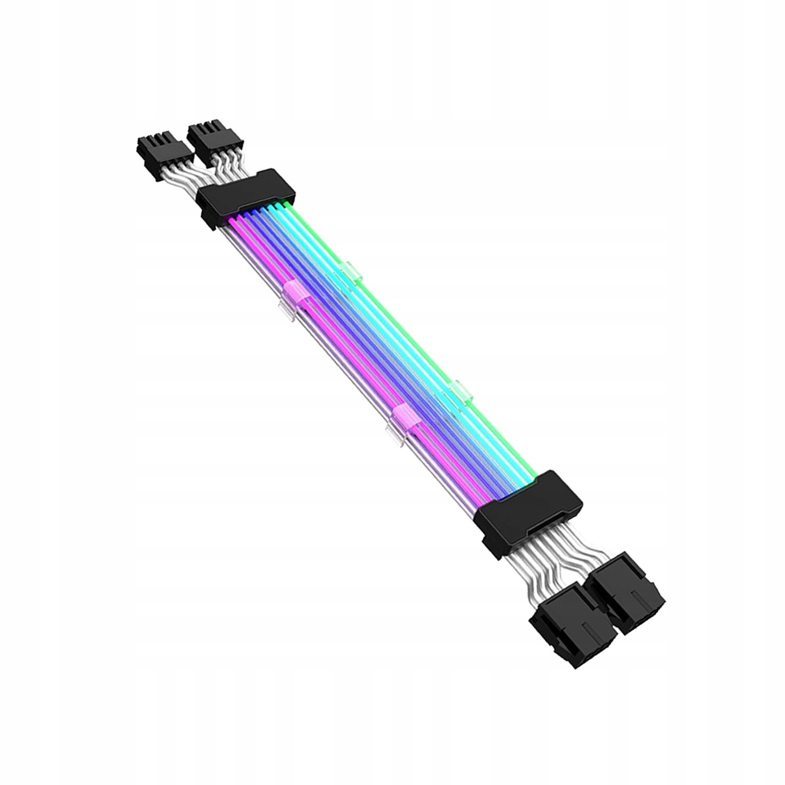Przedłużacz RGB PCIe, Neonowe Przewody do PC, Czarny, 2x8PIN (Kable PSU)