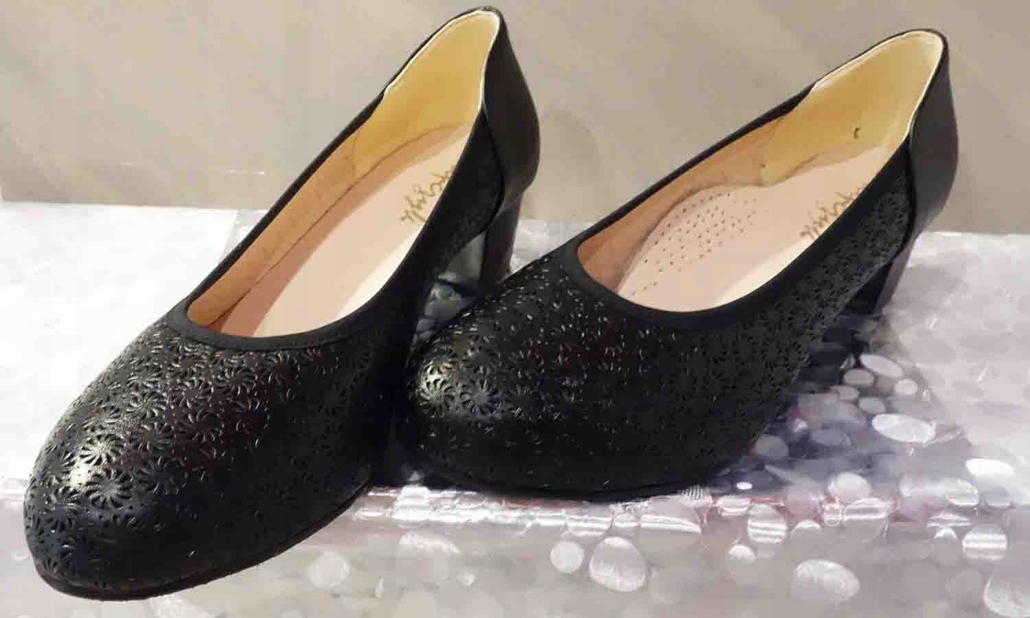 Czółenko skórzane czarne tęgość H SZEROKIE 41 Rozmiar 41