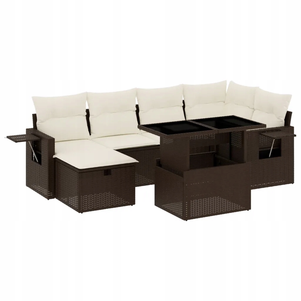 Set zahradního nábytku technorattan vidaXL hnědý 7 el.