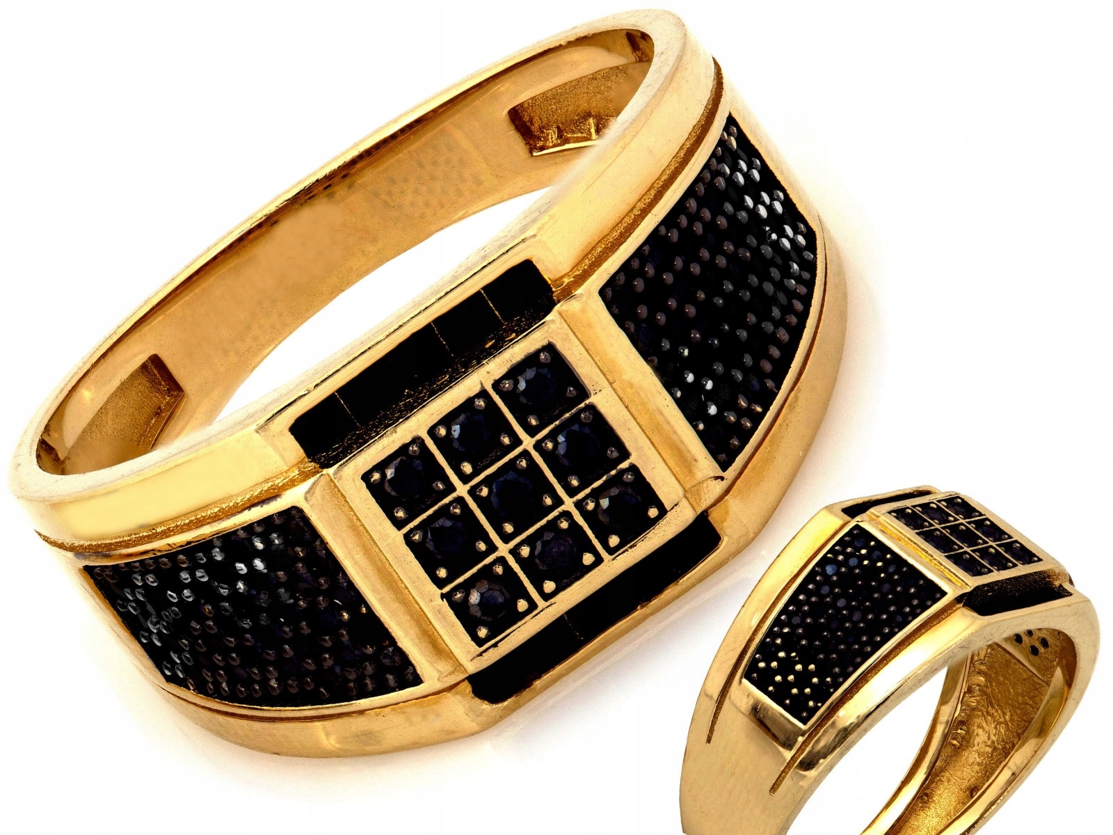 Originální zlatý prsten 585 s černými zirkony 6.60 g, zlato ryzosti 585 R25