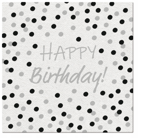 

Serwetki Flizelinowe urodziny Srebrne kropki 50SZT