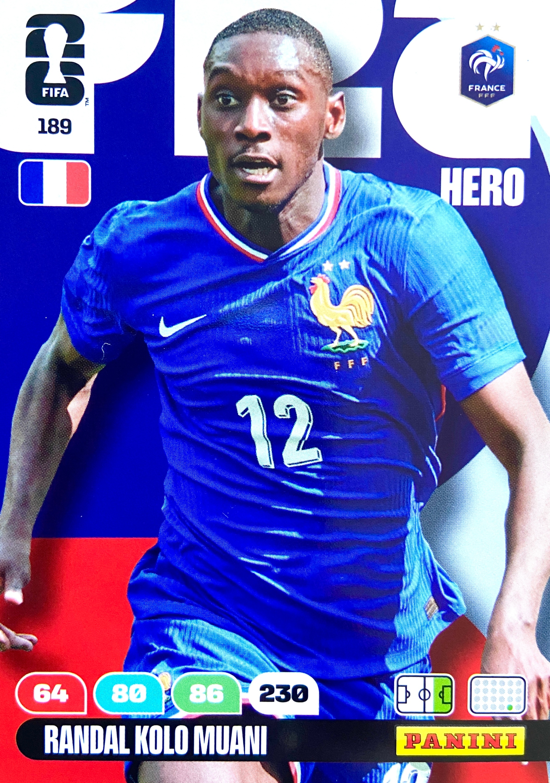Panini Fifa World Cup 2026 karta piłkarska Hero 189 Kolo Muani Francja