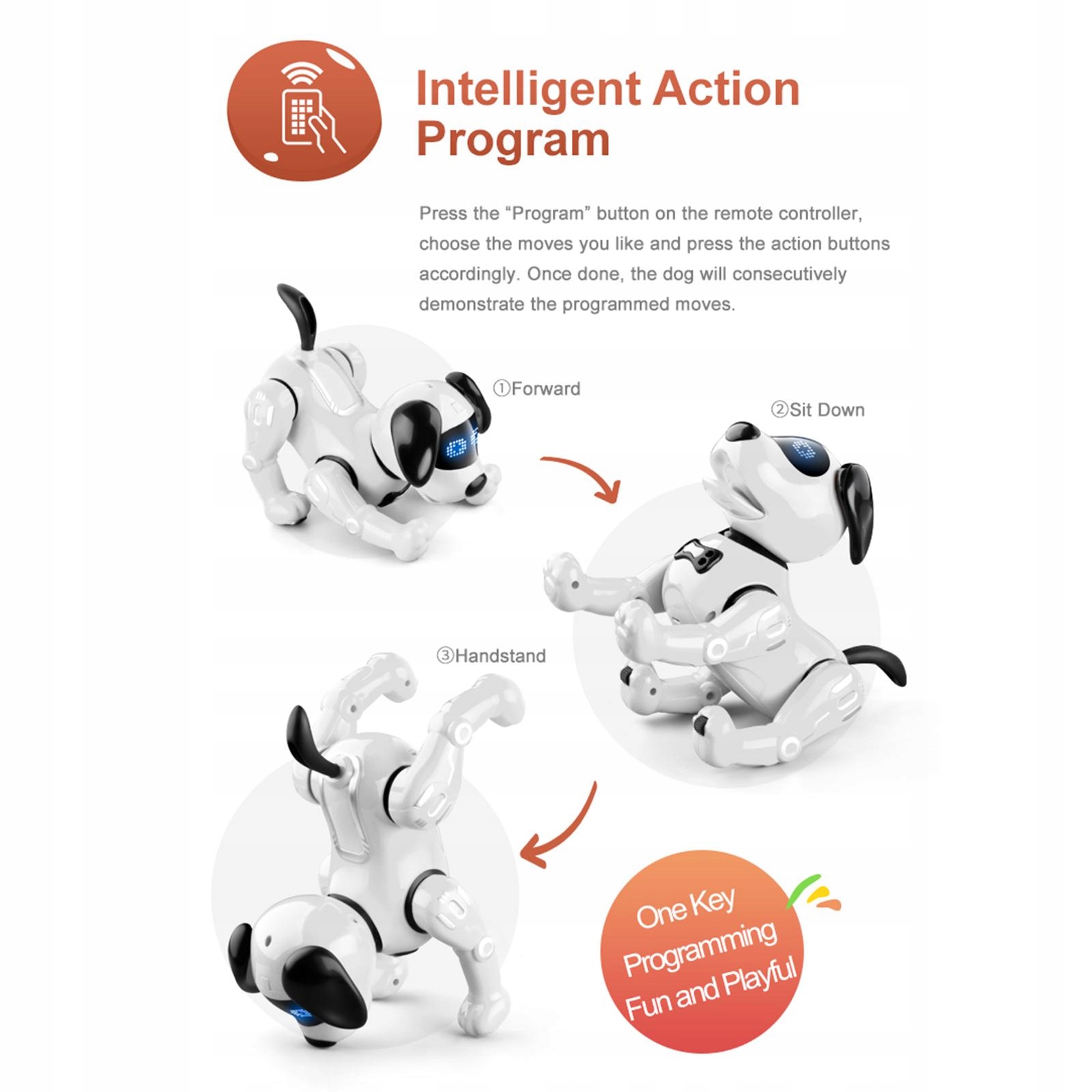 Remote Control Robot Dog Toy Smart Interactive Robotic Pet, Voice White Materiał drewno