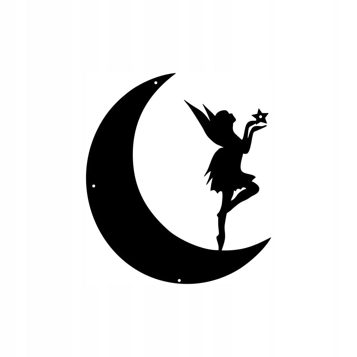 Kovový Dekor Čierny Oceľový hr. 2 mm Obraz na stenu Mesiac Víla