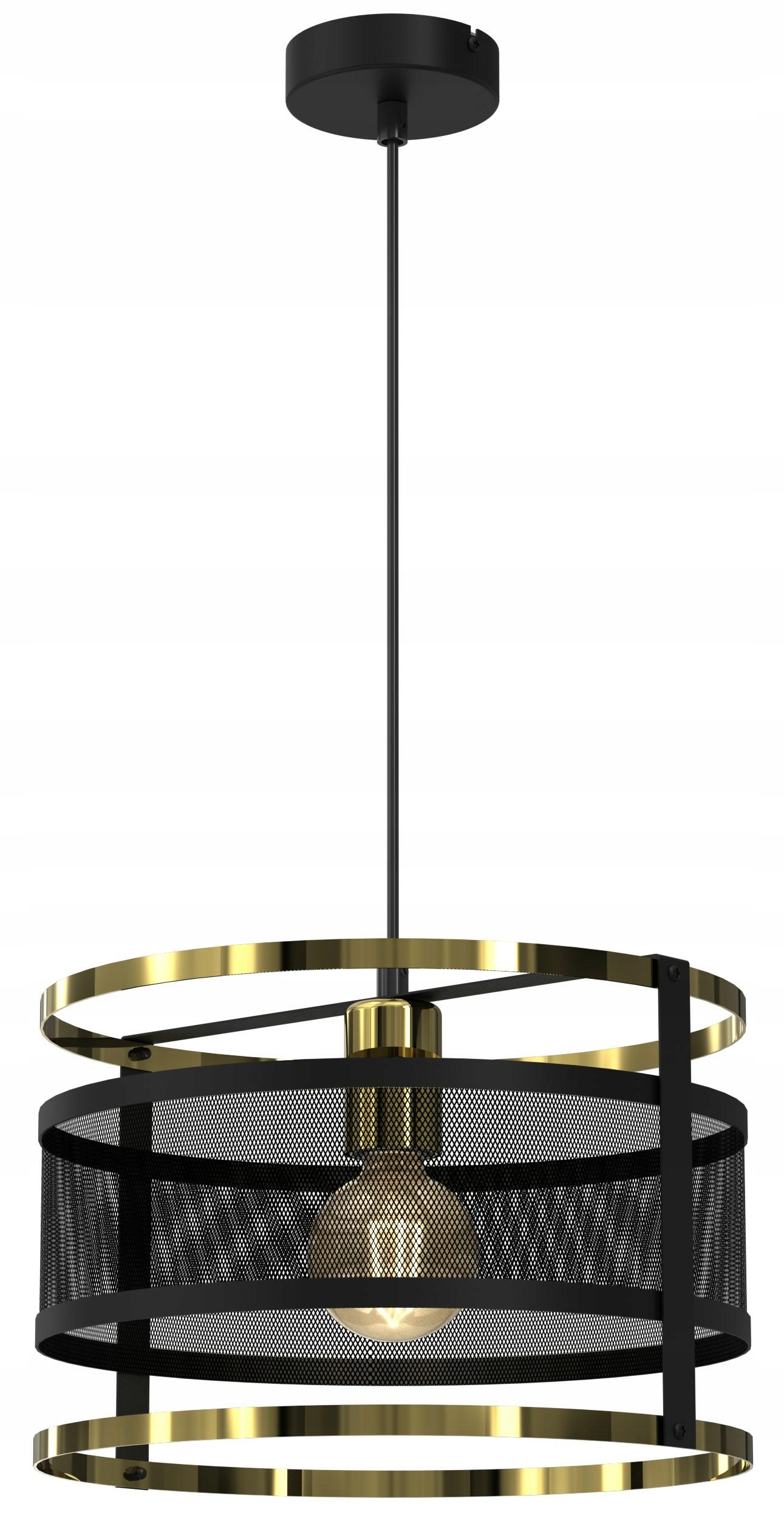 Závesná stropná lampa Rim čierna zlatá kovová 1xE27 30 cm moderná