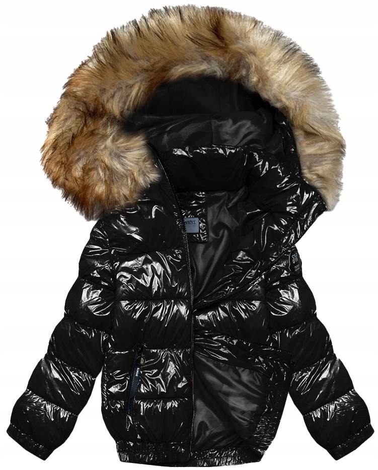 Krótka Kurtka Przejściowa B8039 Czarna XL (42)