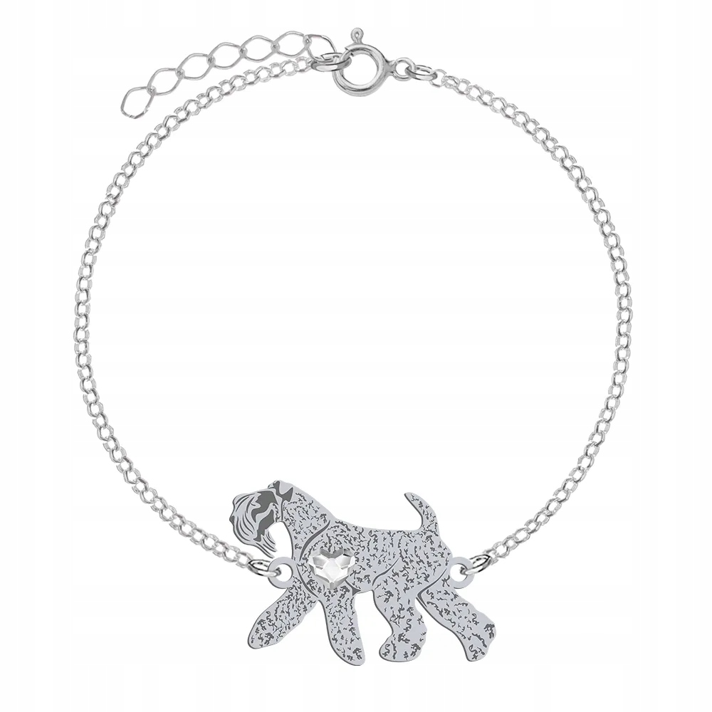 Náramek se psem Kerry Blue Terrier Stříbro 925 Dárek Řetízek Gravírování