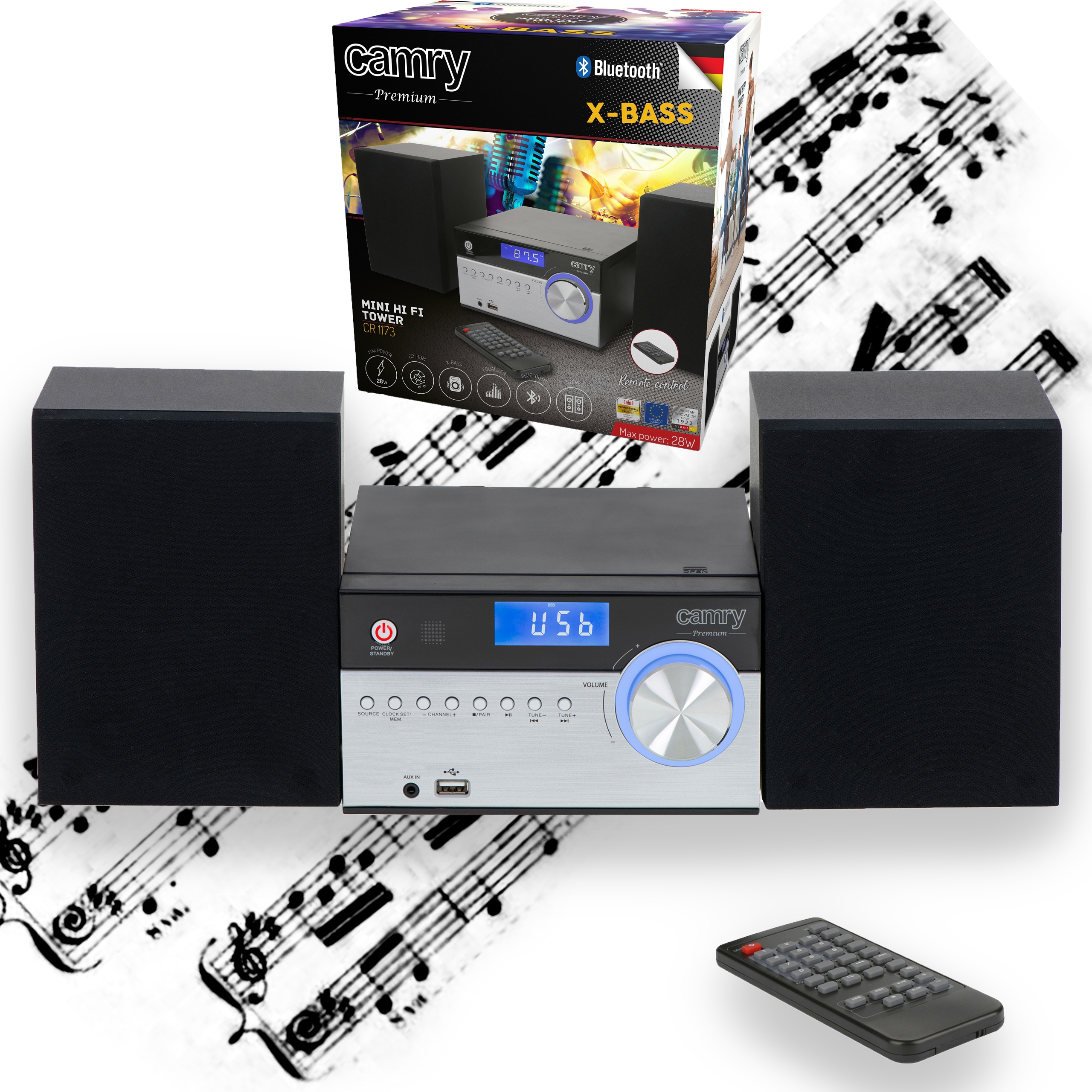 WIEŻA HIFI BLUETOOTH RADIO AM FM CD X-BASS PILOT