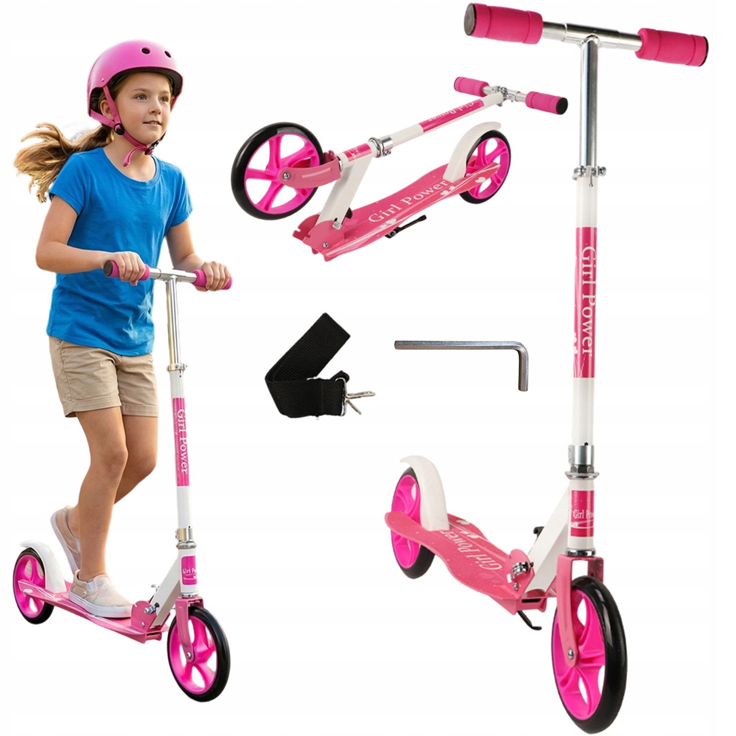 Hulajnoga Dwukołowa Dla Dzieci Składana Regulacja Wysokości -różowy
