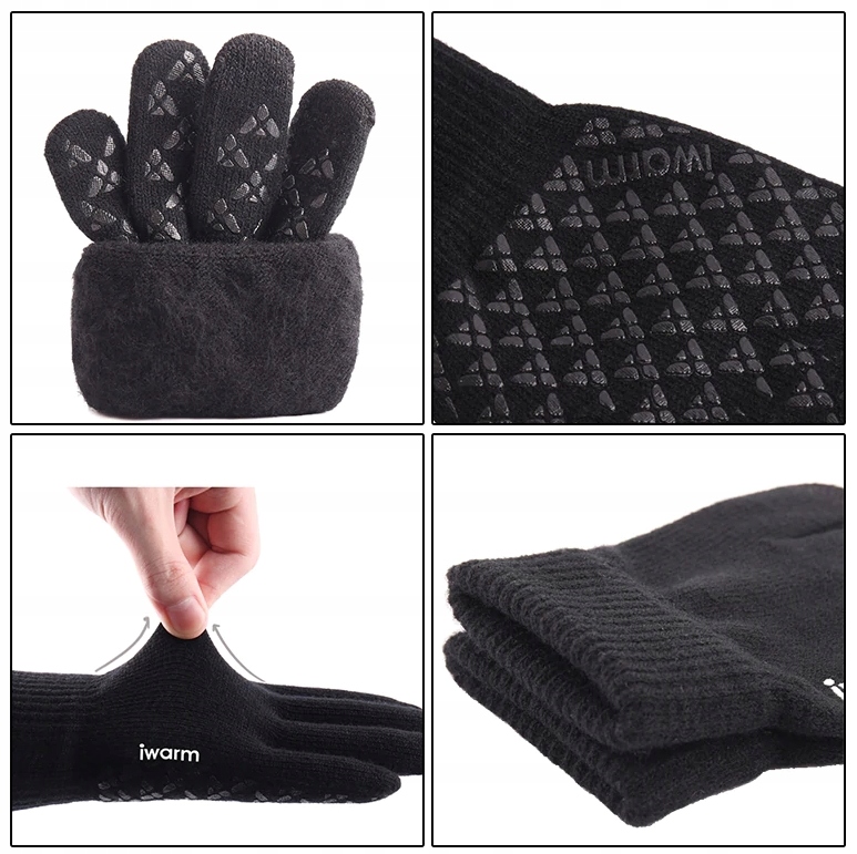 RĘKAWICZKI OCIEPLANE ZIMOWE TELEFON DOTYKOWE CZARN Model IWarm BLACK