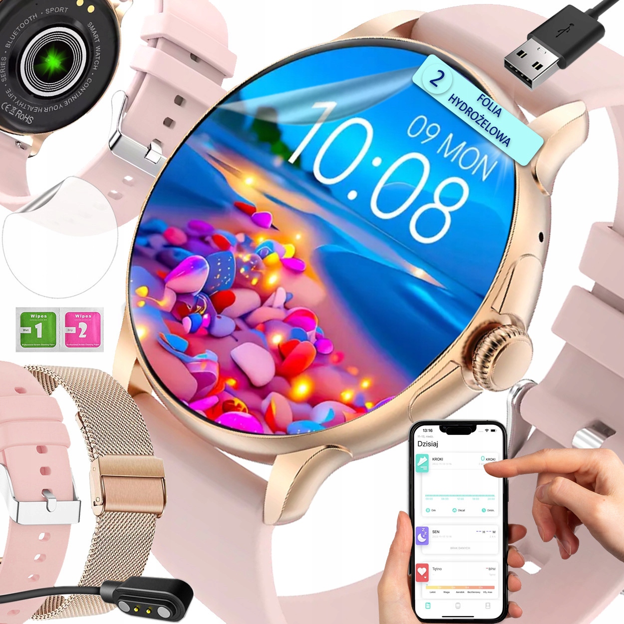 Chytré Hodinky Hodinky Polské Menu Pl Hovory Sport Puls 2 Řemínky Amoled