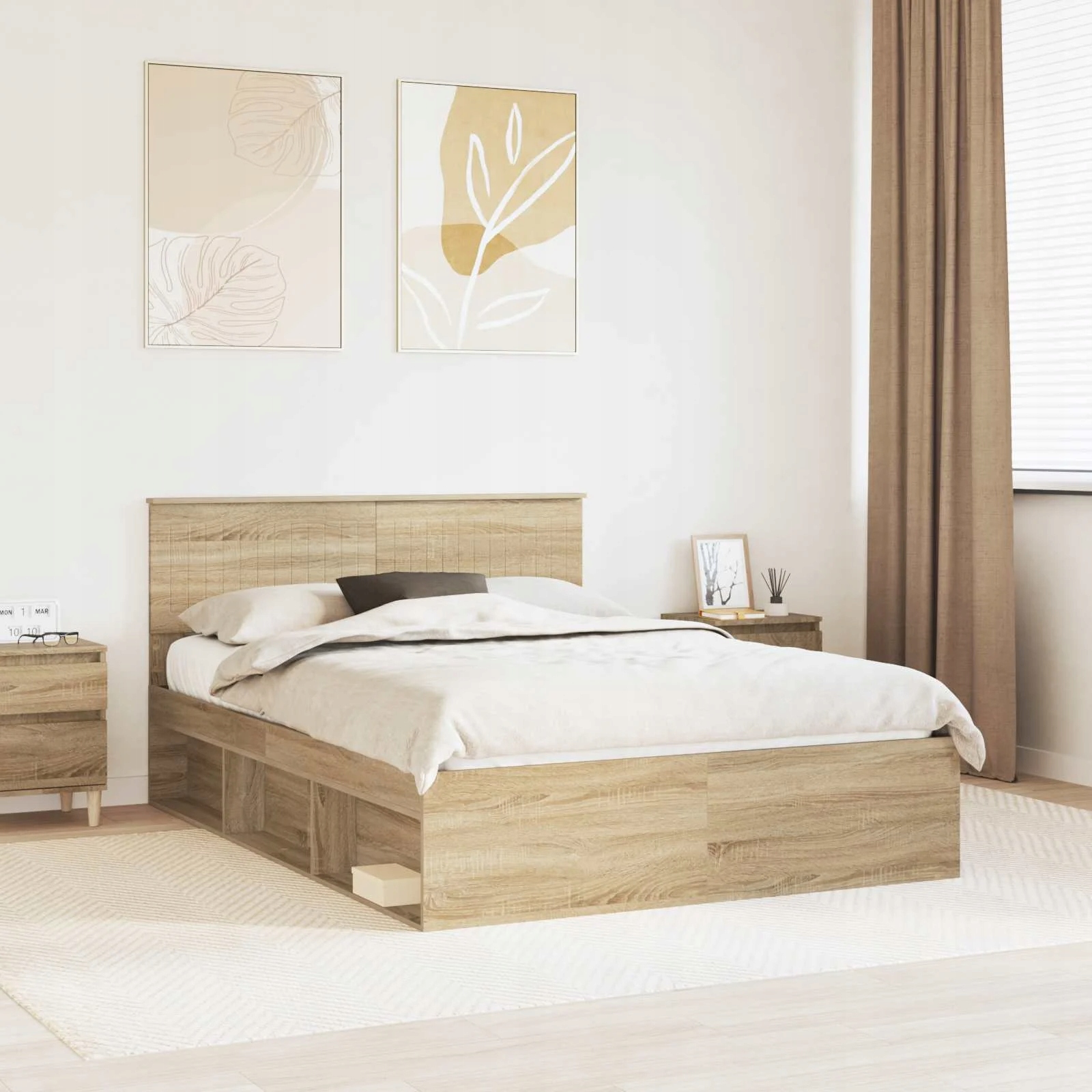 vidaXL Rám postele s čelo Sonoma 140 x 190 cm Masivní borové dřevo