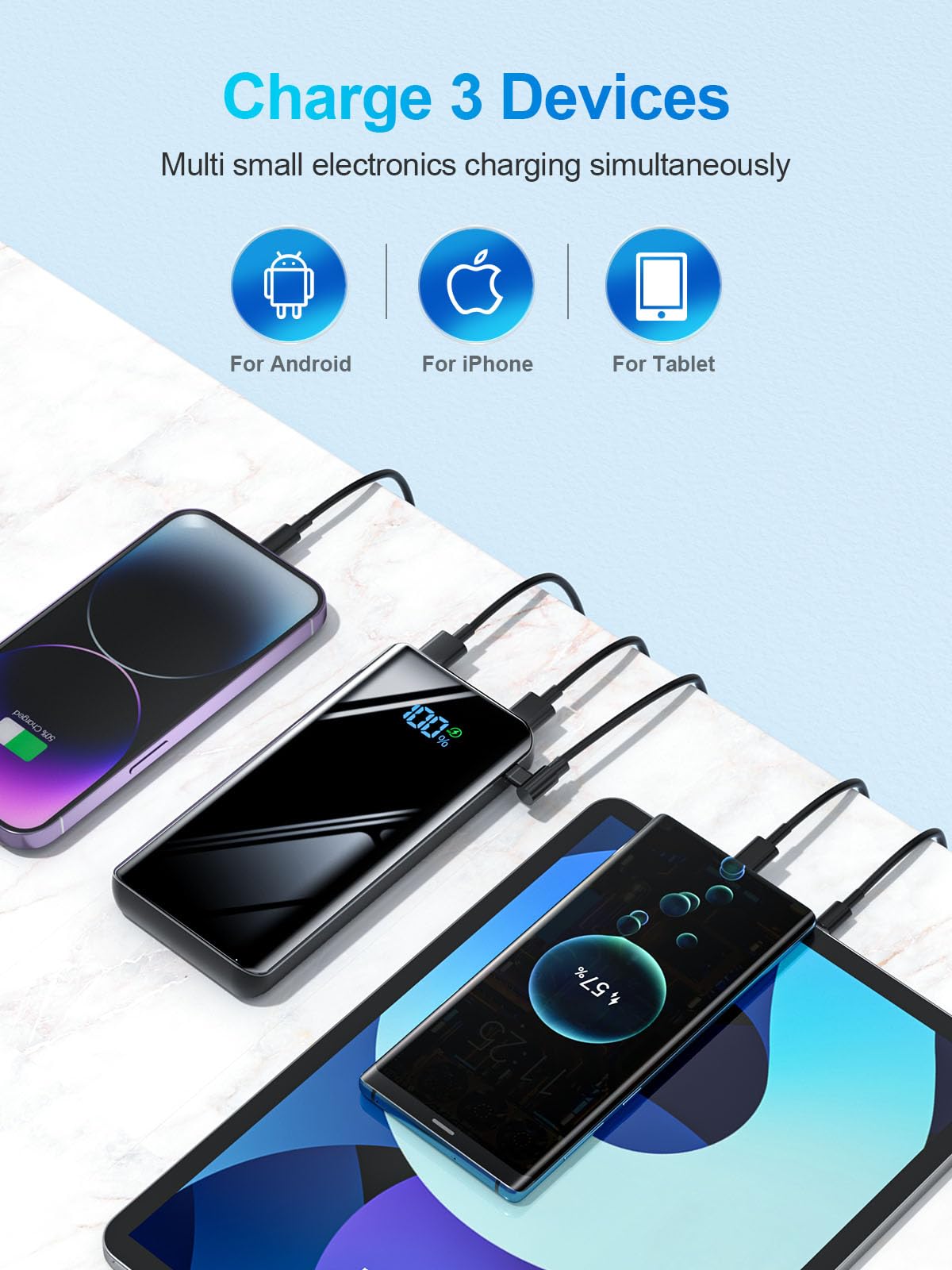 DEBOPO Powerbank 20000mAh USB C 22.5W Szybkie Ładowanie Latarka LED — miniatura 4