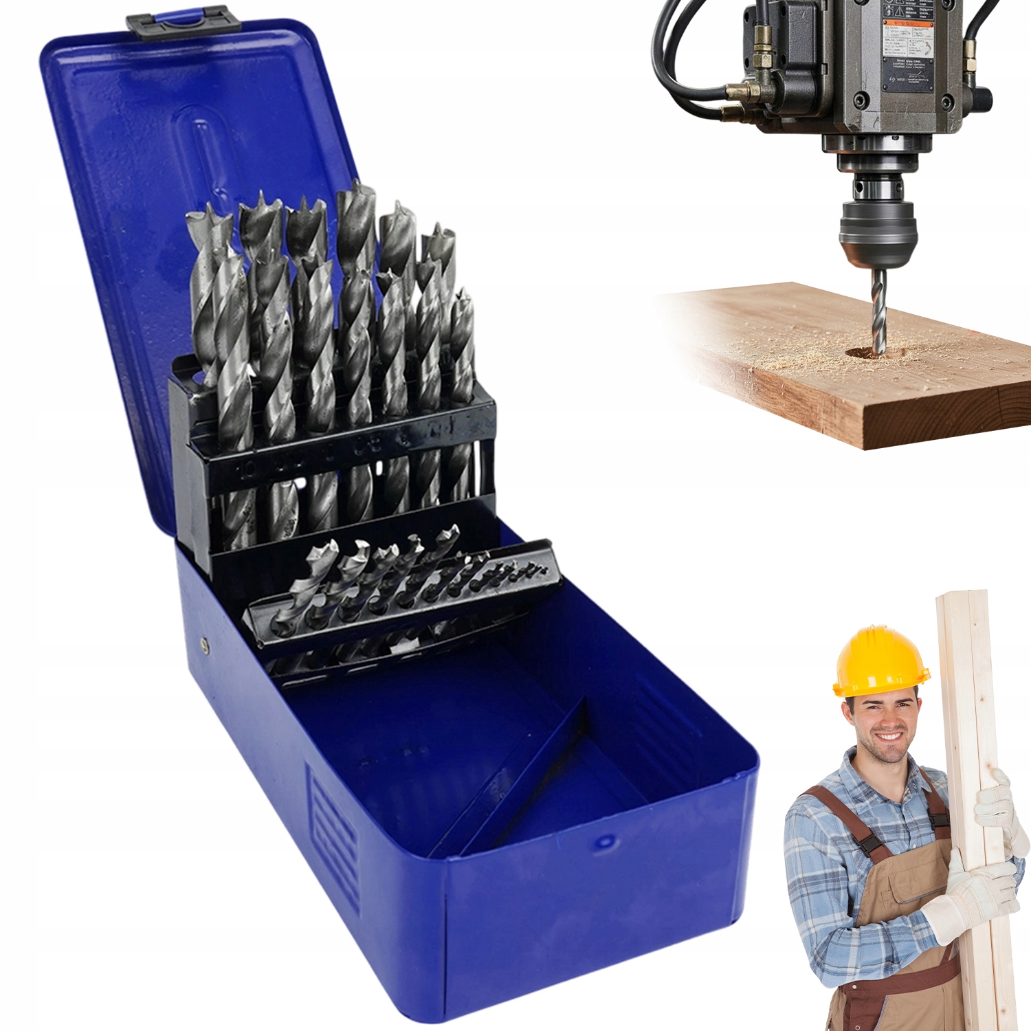 Sada Vrtáků Hss 25 Ks 1-13 MM Do Dřeva S Kovovým Pouzdro Praktická
