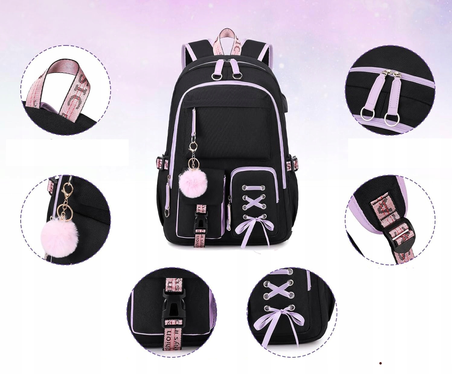 PLECAK SZKOLNY MŁODZIEŻOWY TORNISTER PIÓRNIK LUNCHBOX ŚNIADANIÓWKA S CZARNY Marka Bergens