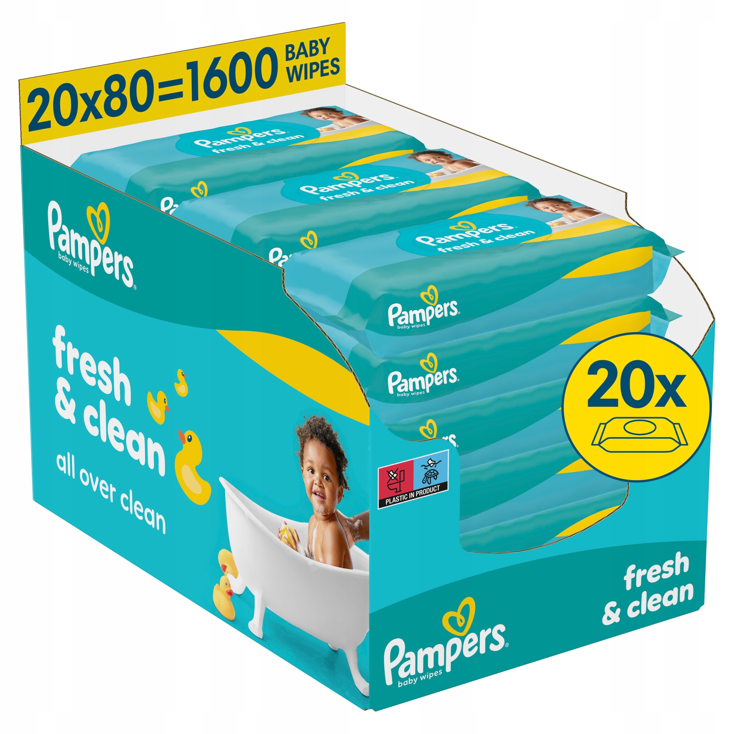 Pampers Fresh Clean chusteczki nawilżane 20 x 80 1600 szt.