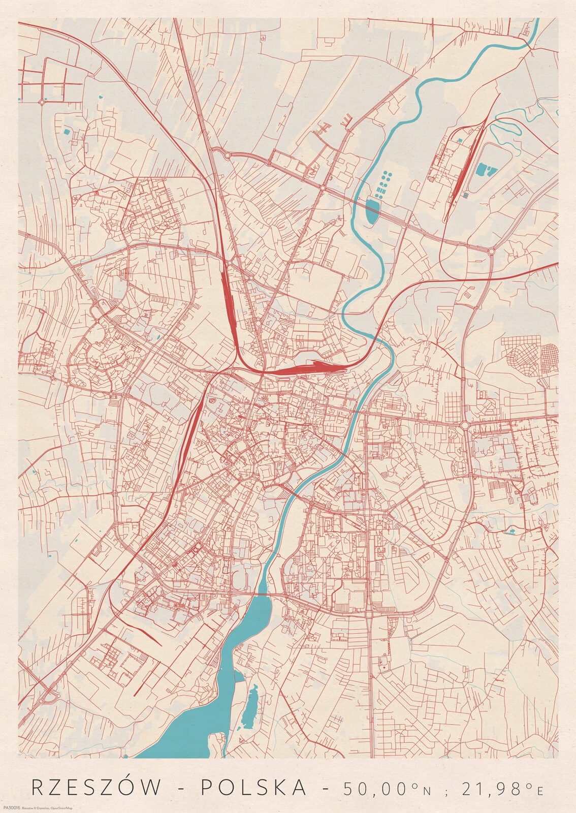 

Rzeszów Mapa Miasta plakat A3 29,7x42 cm
