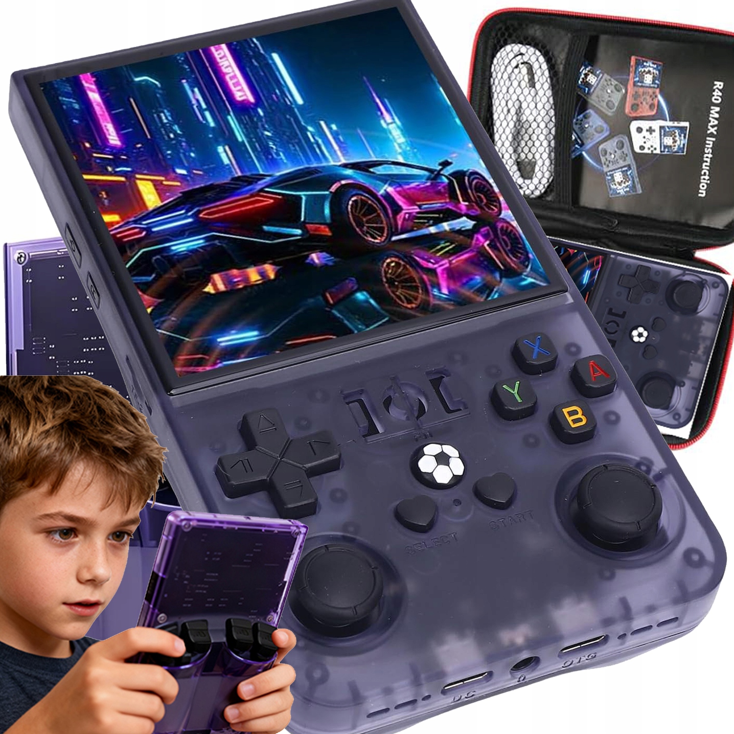 Przenośna Mobilna Konsola Do Gier Retro 18000GRY 64GB Fioletowy