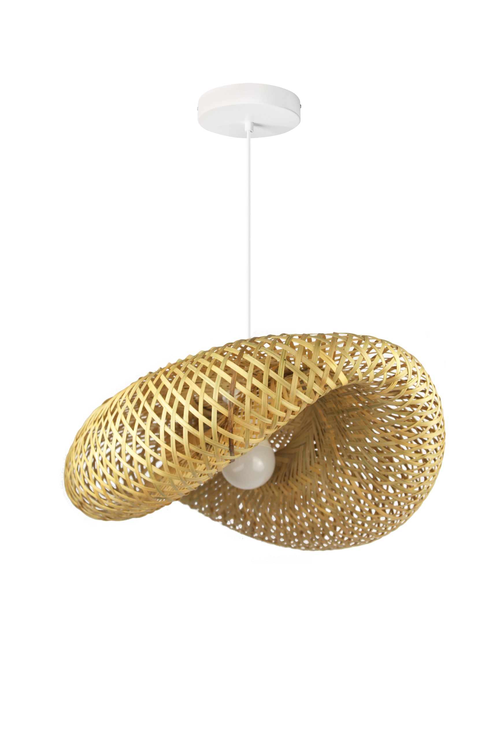 Lampa Wisząca Boho Kapelusz Bambusowa Pleciona Nowoczesna 50CM