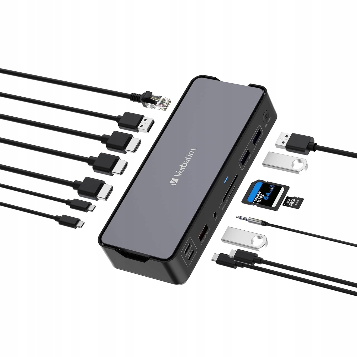 Verbatim Stacja dokująca Usb-c 15w1 Hdmi 8K adapter