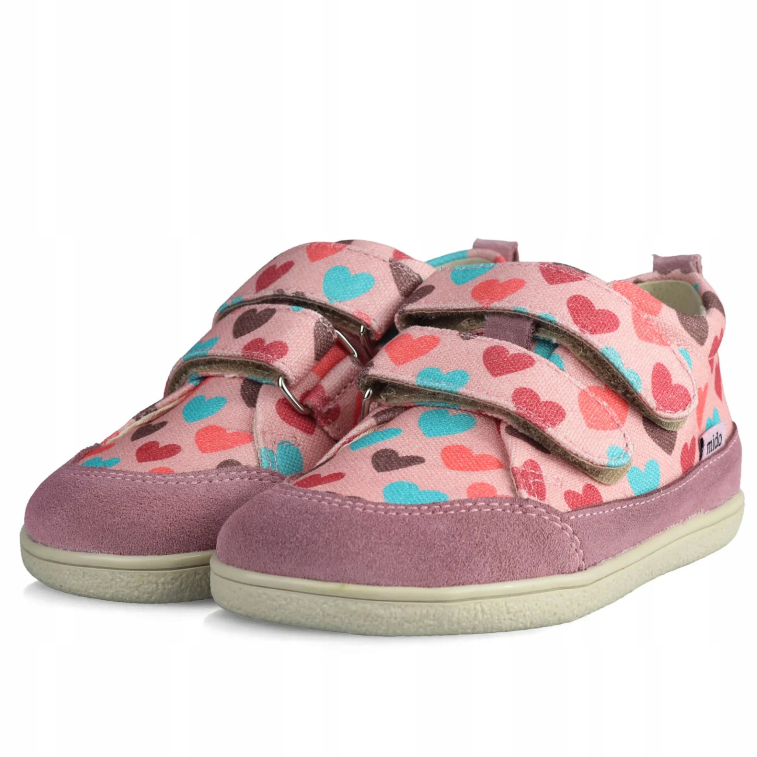 Mido 181 Lekkie Trzewiki Barefoot Buty Wiosenne Rzepy Pink Hearts R 22