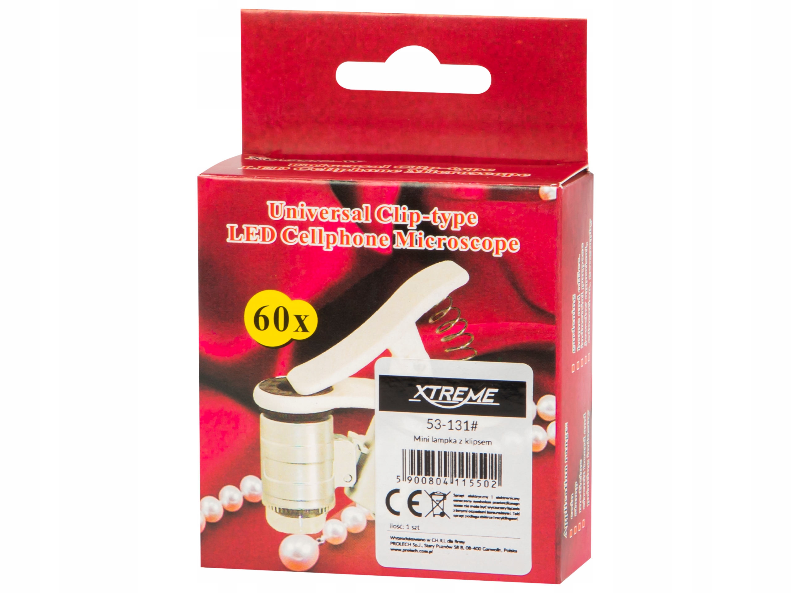 MINI LUPA MIKROSKOP NA TELEFON LAMPKA Z KLIPSEM 60X ZOOM ULTRAFIOLET Marka Xtreme