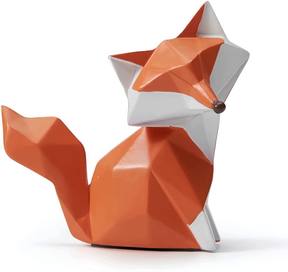 Socha Lišky 10 CM Oranžová Pryskyřice Geometrická Dekorace