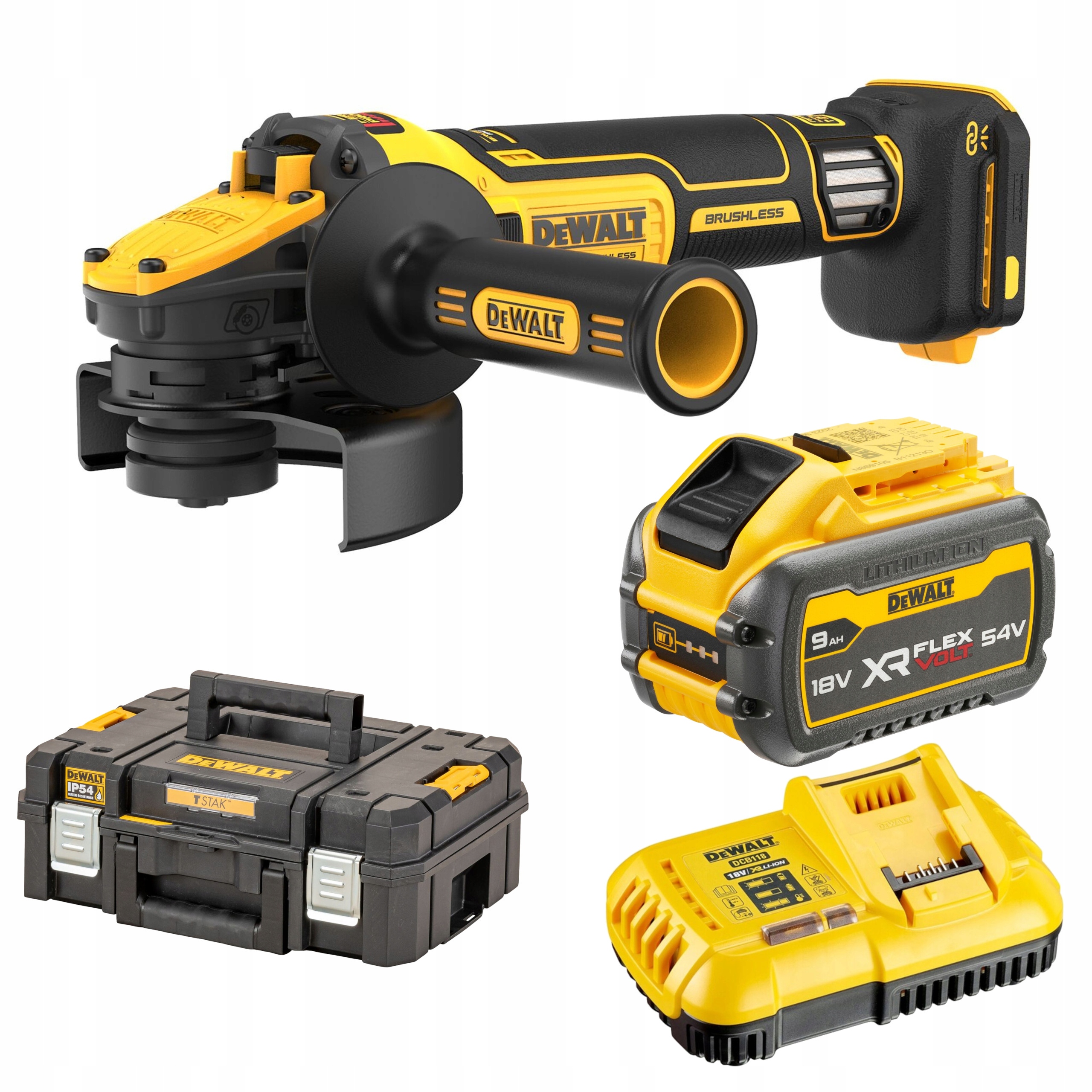Szlifierka Kątowa DeWALT DCG409VSX1T 125mm Regulacja Obrotów 9Ah 18/54V