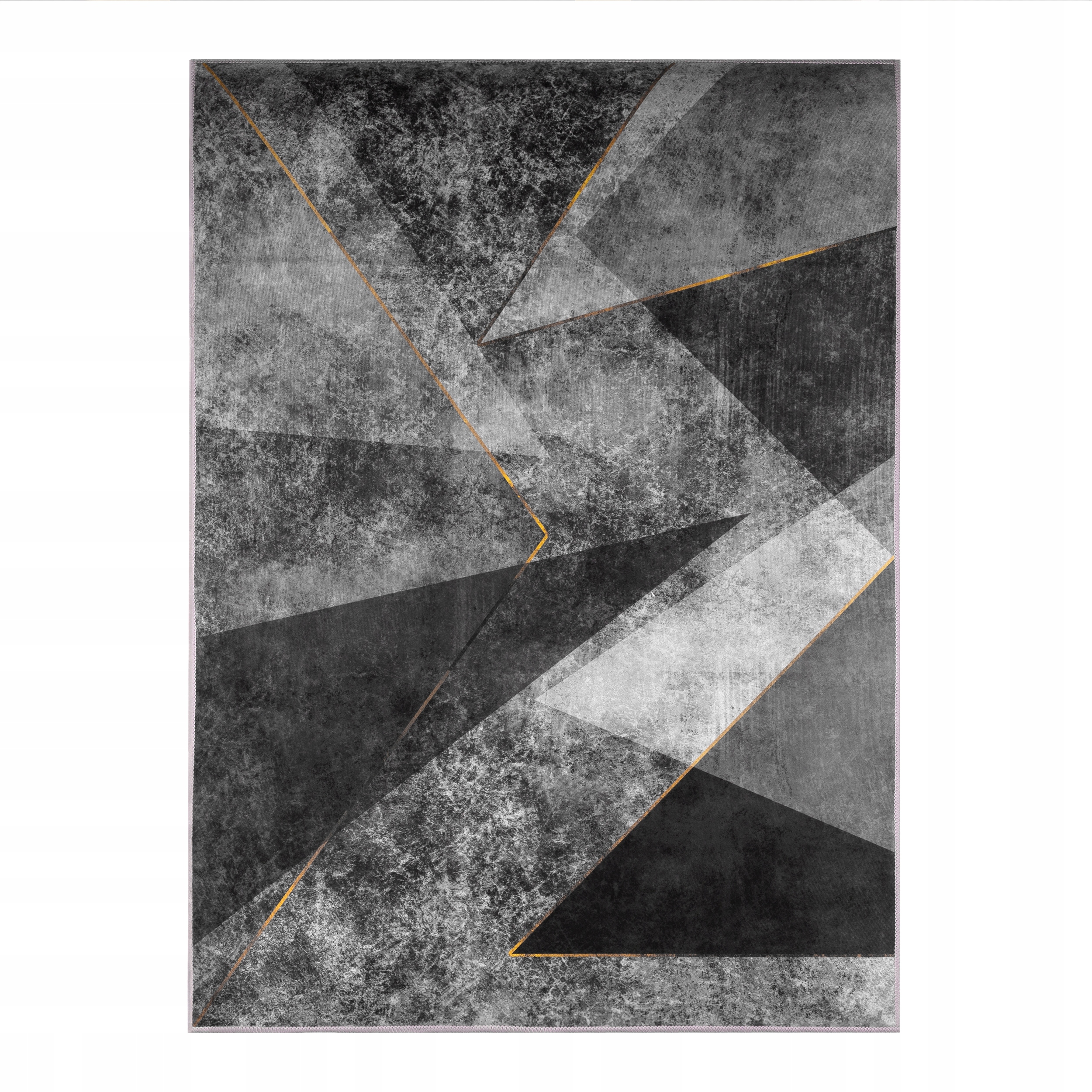 Koberec 220X160 CM Šedý Zlatý Geometrický Protiskluzový Moderní Loft