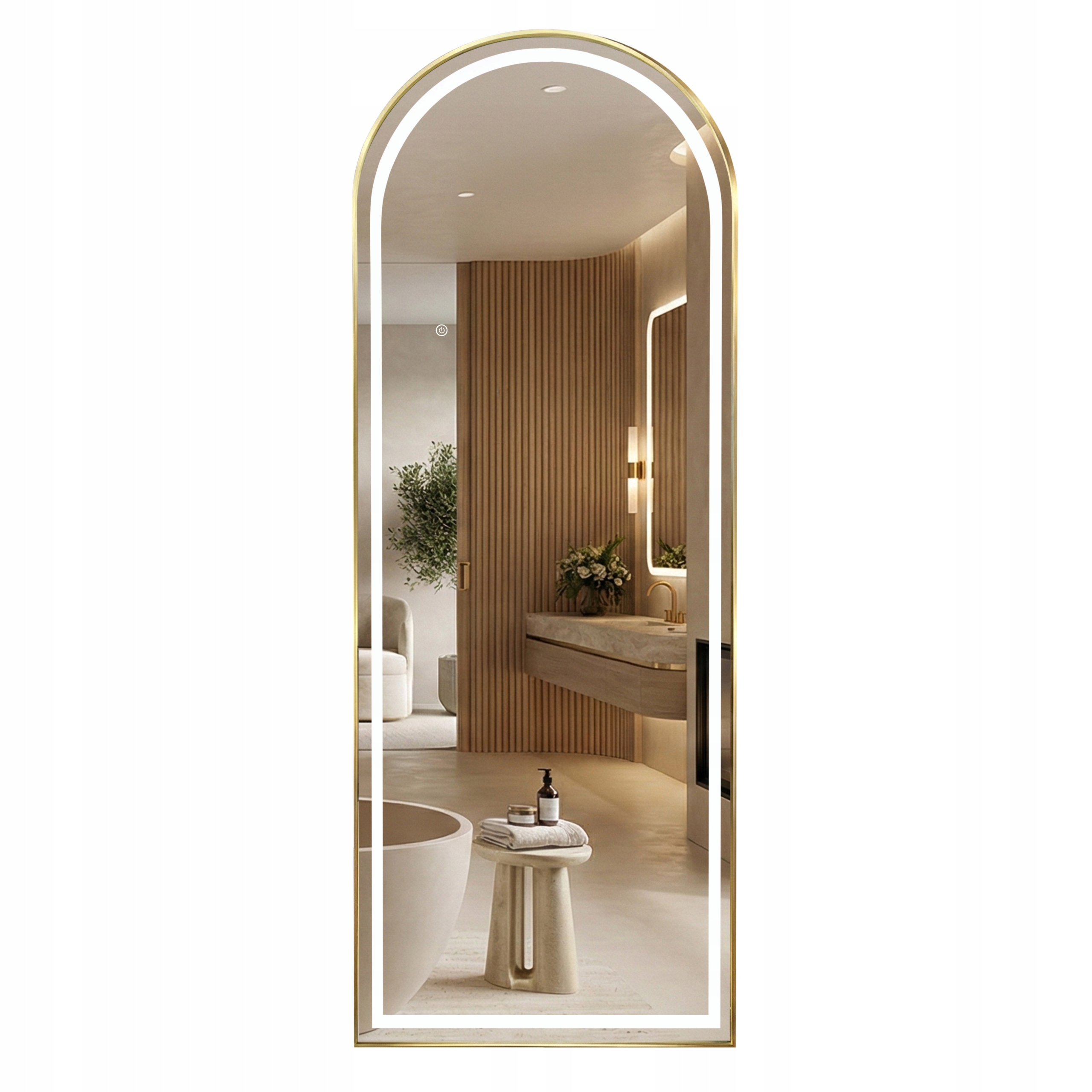 Stojacie Zrkadlo Led Oválne Zlato Brúsené Rea Orbit 60x170 cm