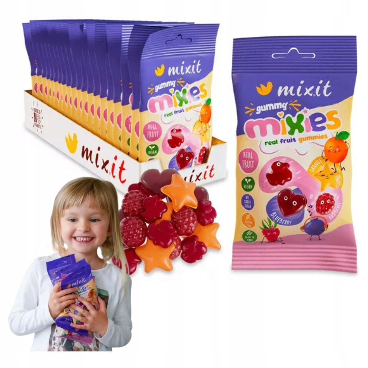 Mixit Ovocné mixy přírodní bonbóny želé bonbony mix chutí 20 Ks