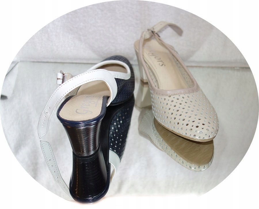 -40% skórzane sandałki OBCAS beż wygoda 37 Rozmiar 37