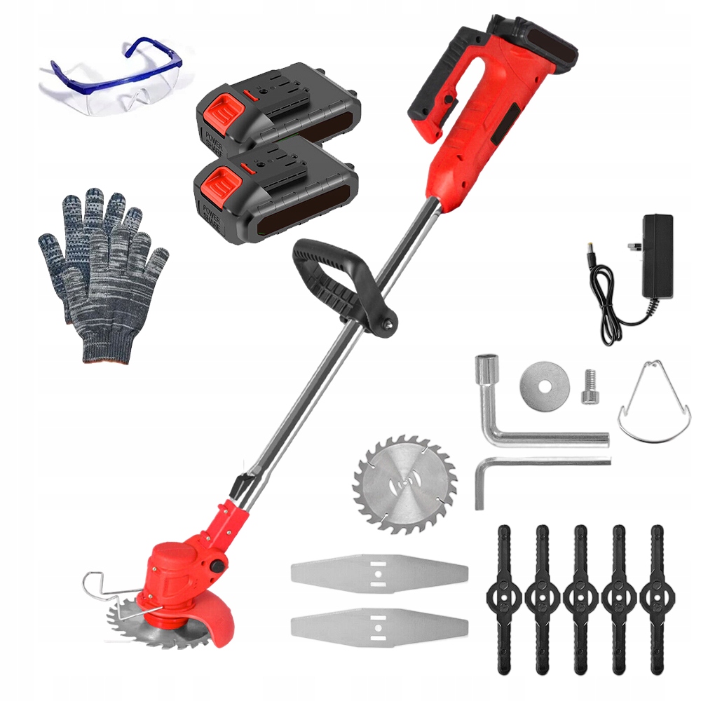 500W sekačka na Trávy s 2*baterií 21V se 3 typy čepele