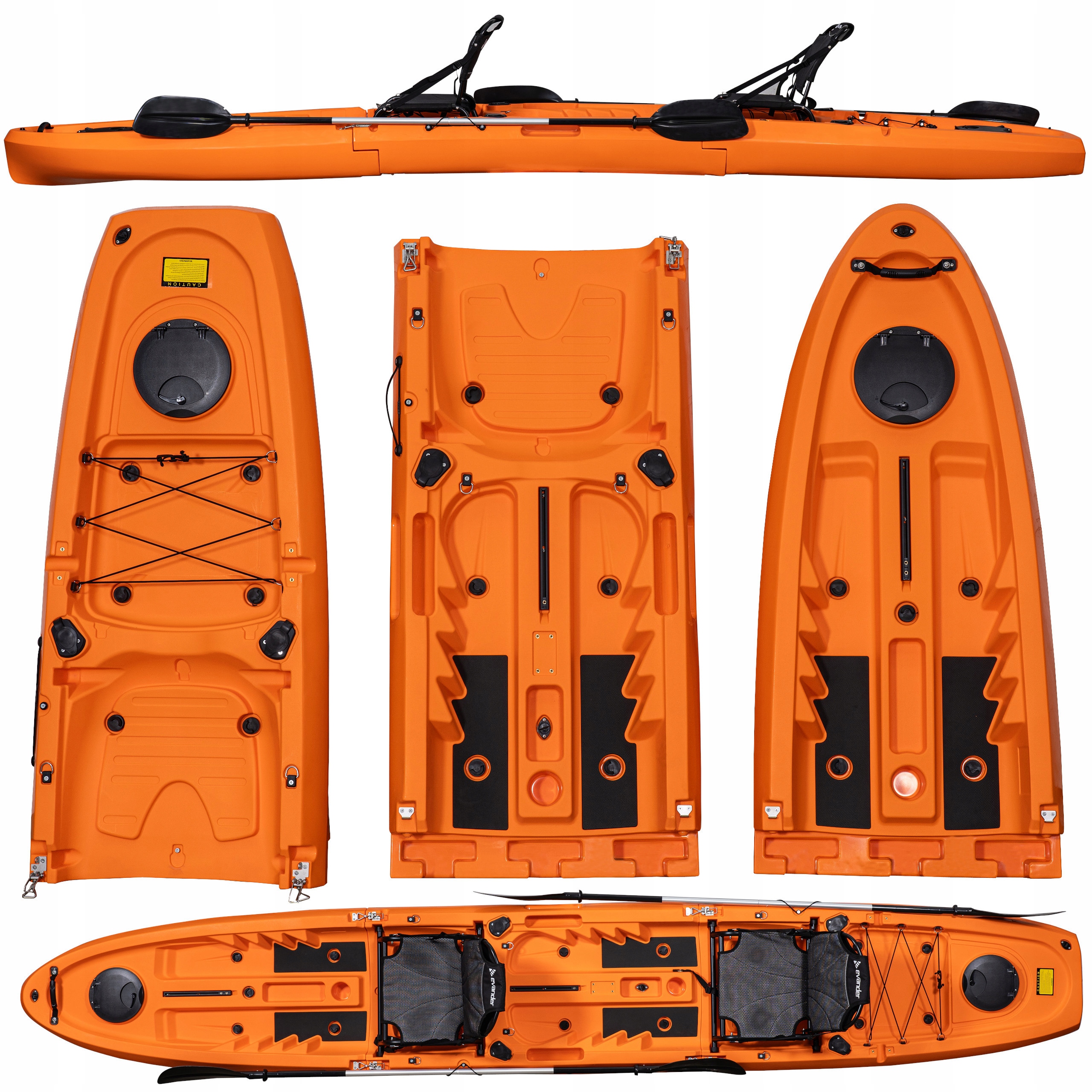 Dwuosobowy Modułowy Kajak Rekreacyjny 475 CM Składany Kajak 3 Moduły Zestaw
