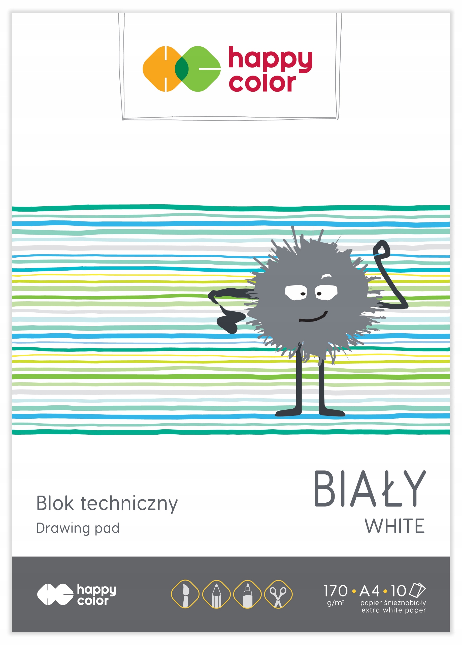 

Blok techniczny biały A4, 170g, 10 ark, Happy Colo