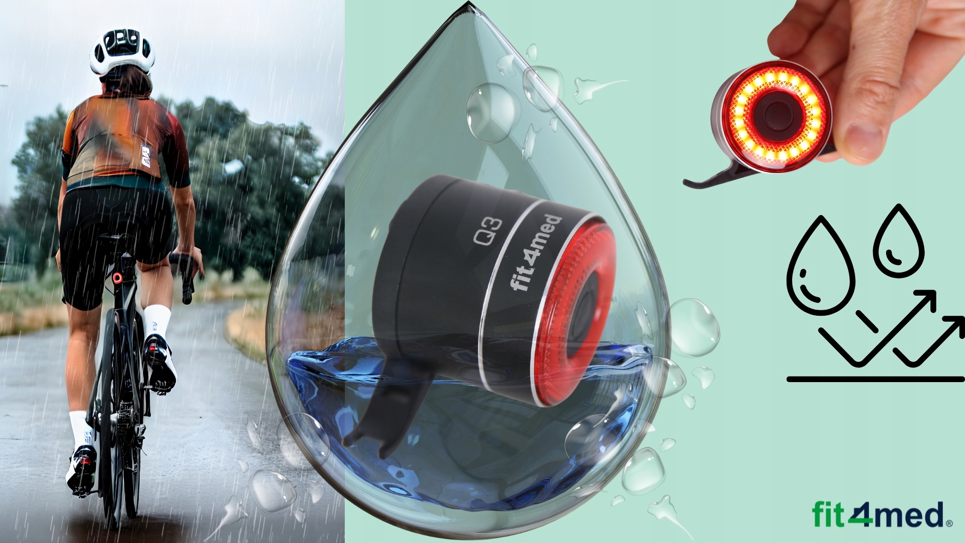 LAMPKA ROWEROWA NA ROWER TYLNA USB AKUMULATOR CZUJNIK RUCHU ŚWIATŁO STOP Kolor dominujący czarny