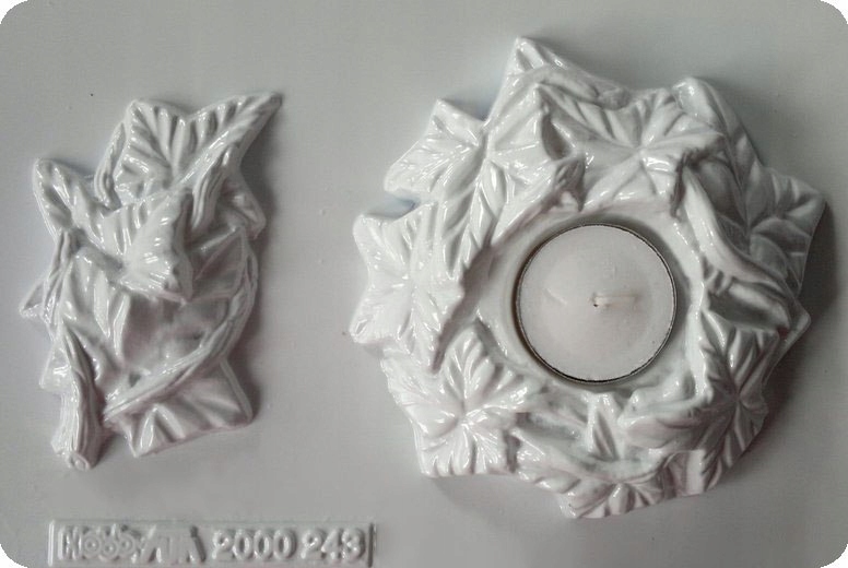 ŚWIECZNIK LIŚCIE FORMA FOREMKA DO ODLEWÓW Z GIPSU