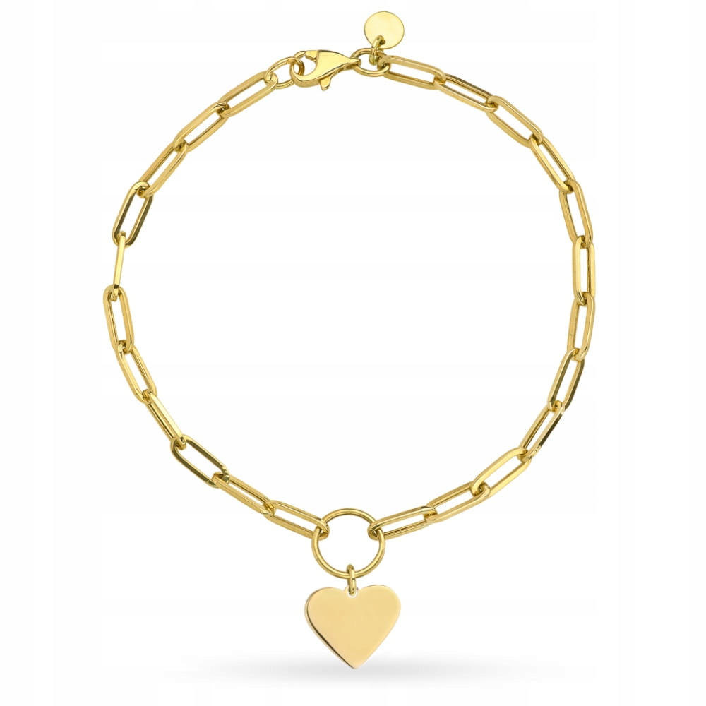 Zlatý náramek 585 Velké články a plech Srdce 2.37 g se srdíčkem 18,5 g