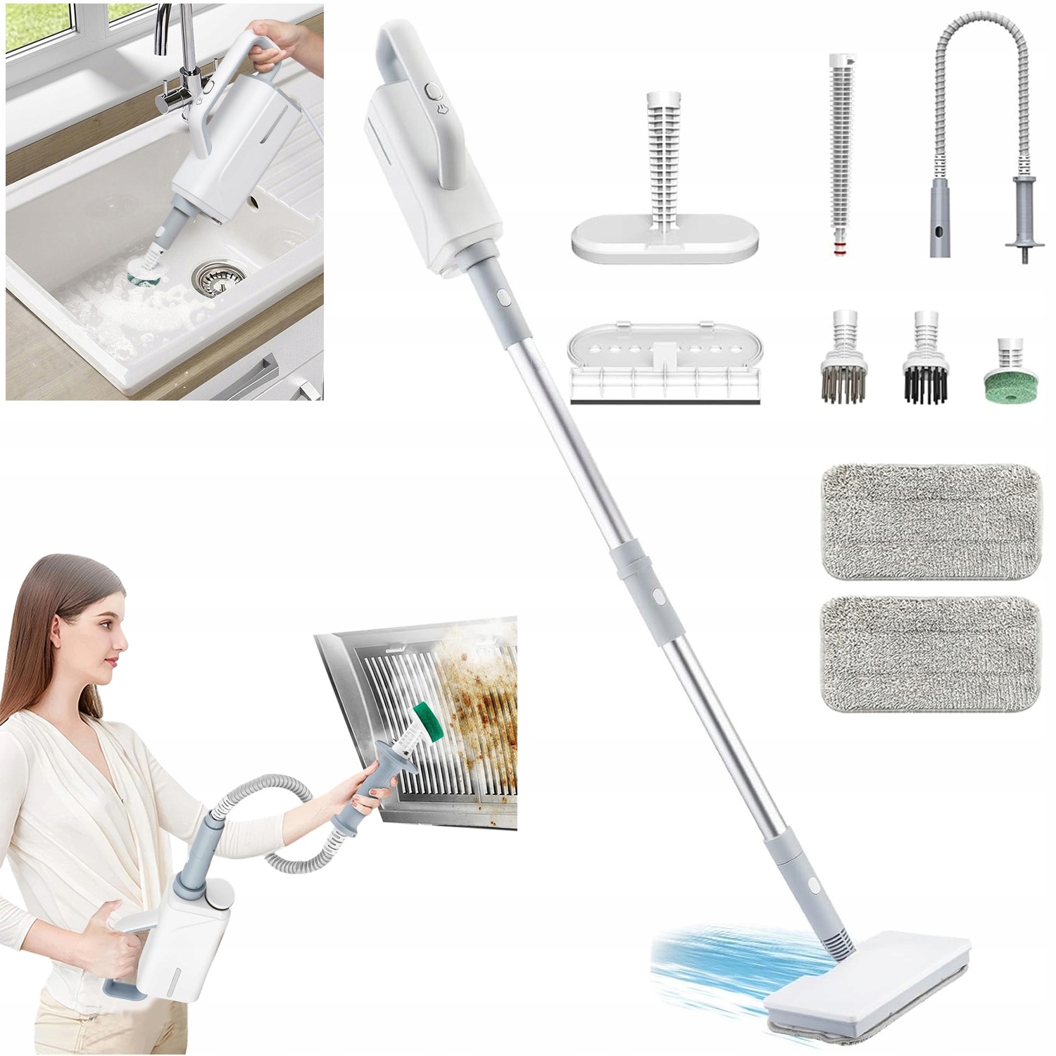 Parní Mop Multifunkční Elektrický Parní Čistič Příslušenství 350 ML