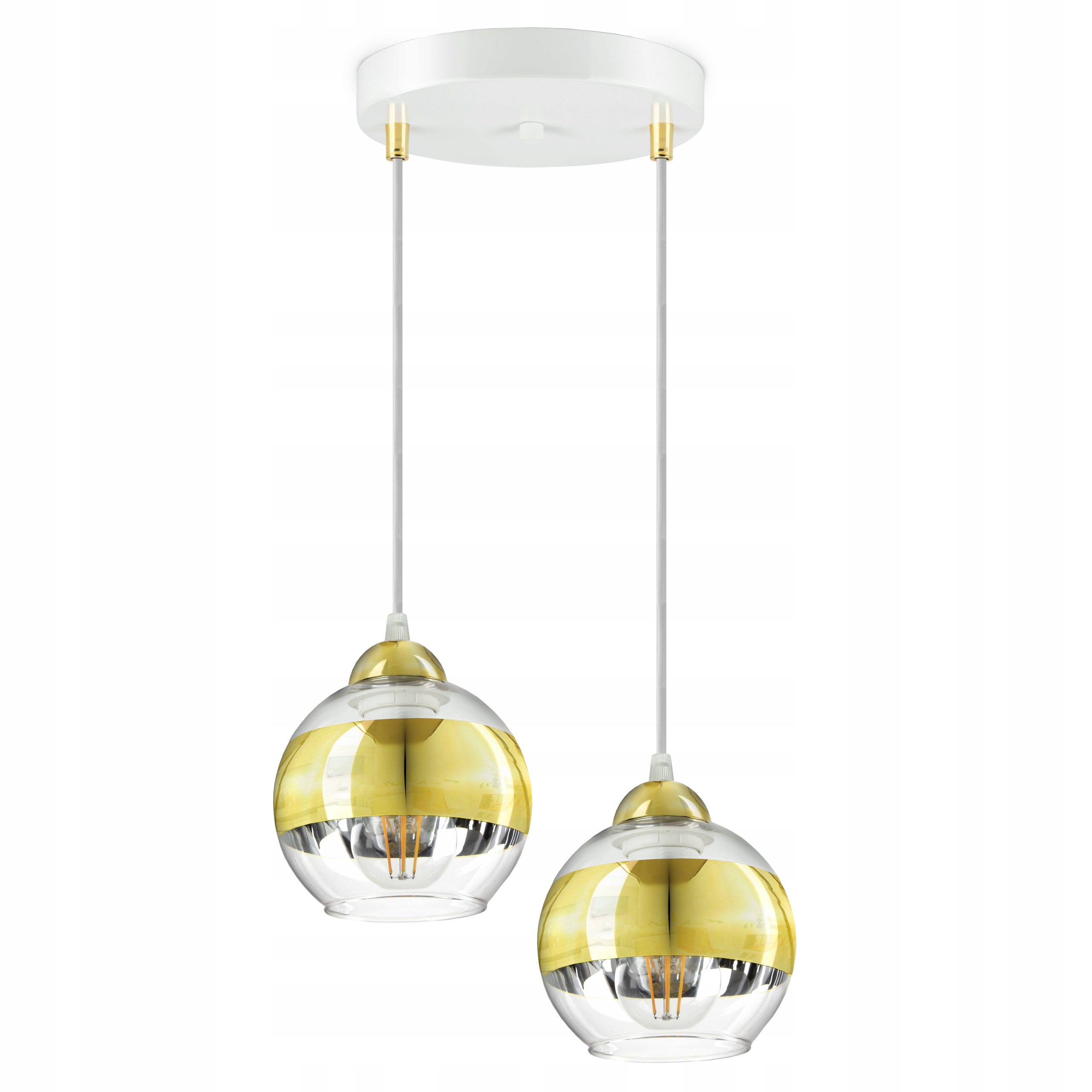 Lampa Sufitowa Żyrandol Biała Złota Glass EZ2 Led