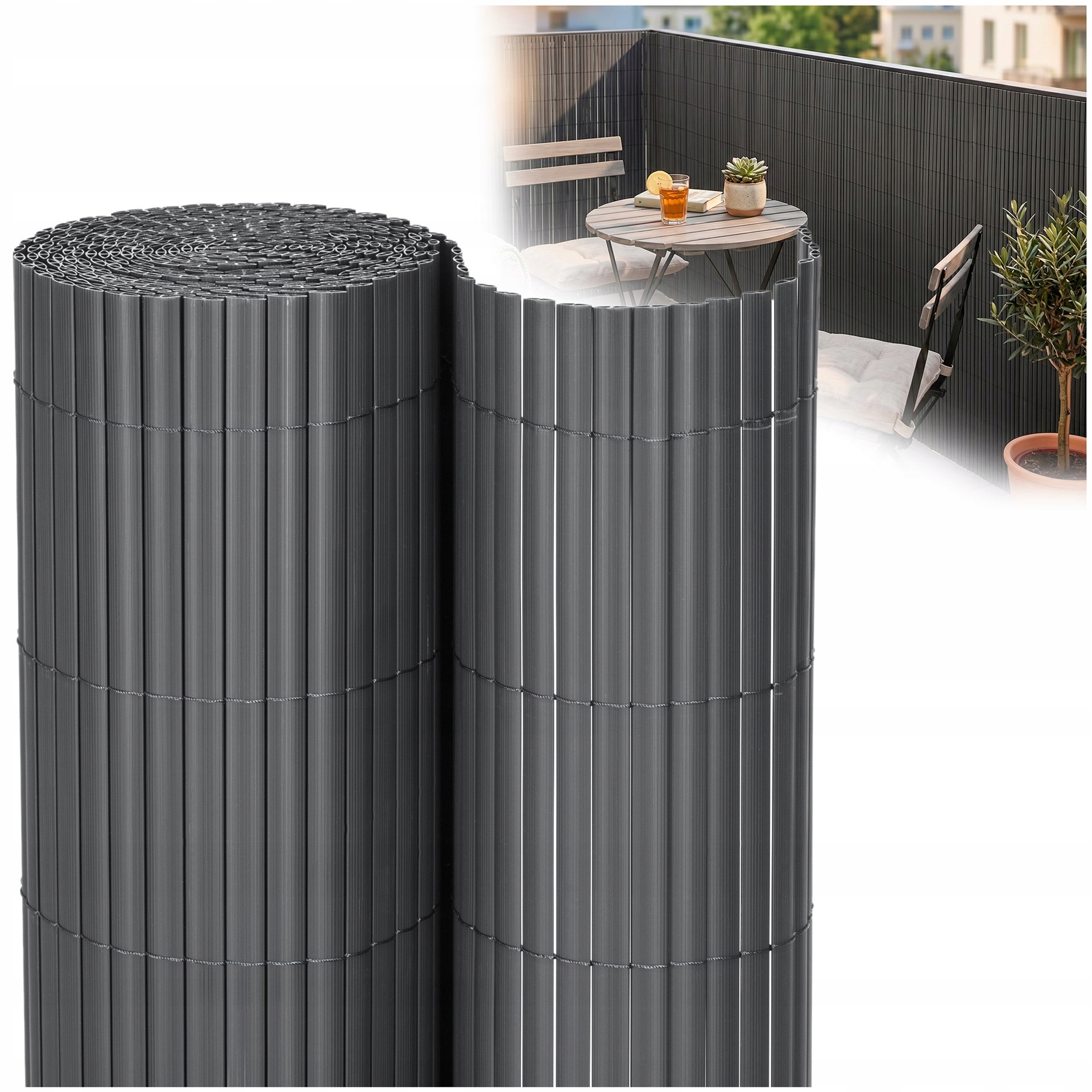 Pvc Kryt 140x500 cm Maskovací Šedá Podložka Na Balkon Terasa Plot Oplocení