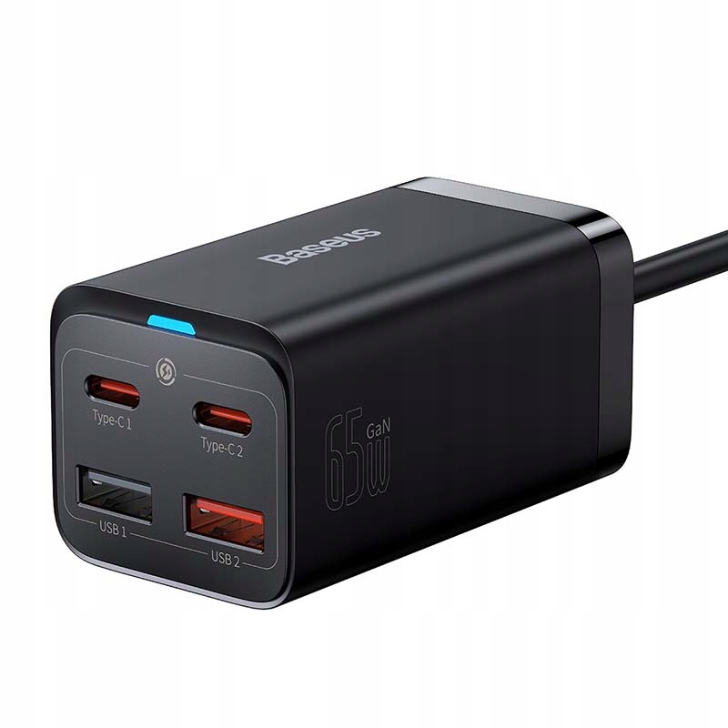Ładowarka Baseus GaN3 Pro 65W 2x Usb-c 2x Usb-a szybkie ładowanie czarna