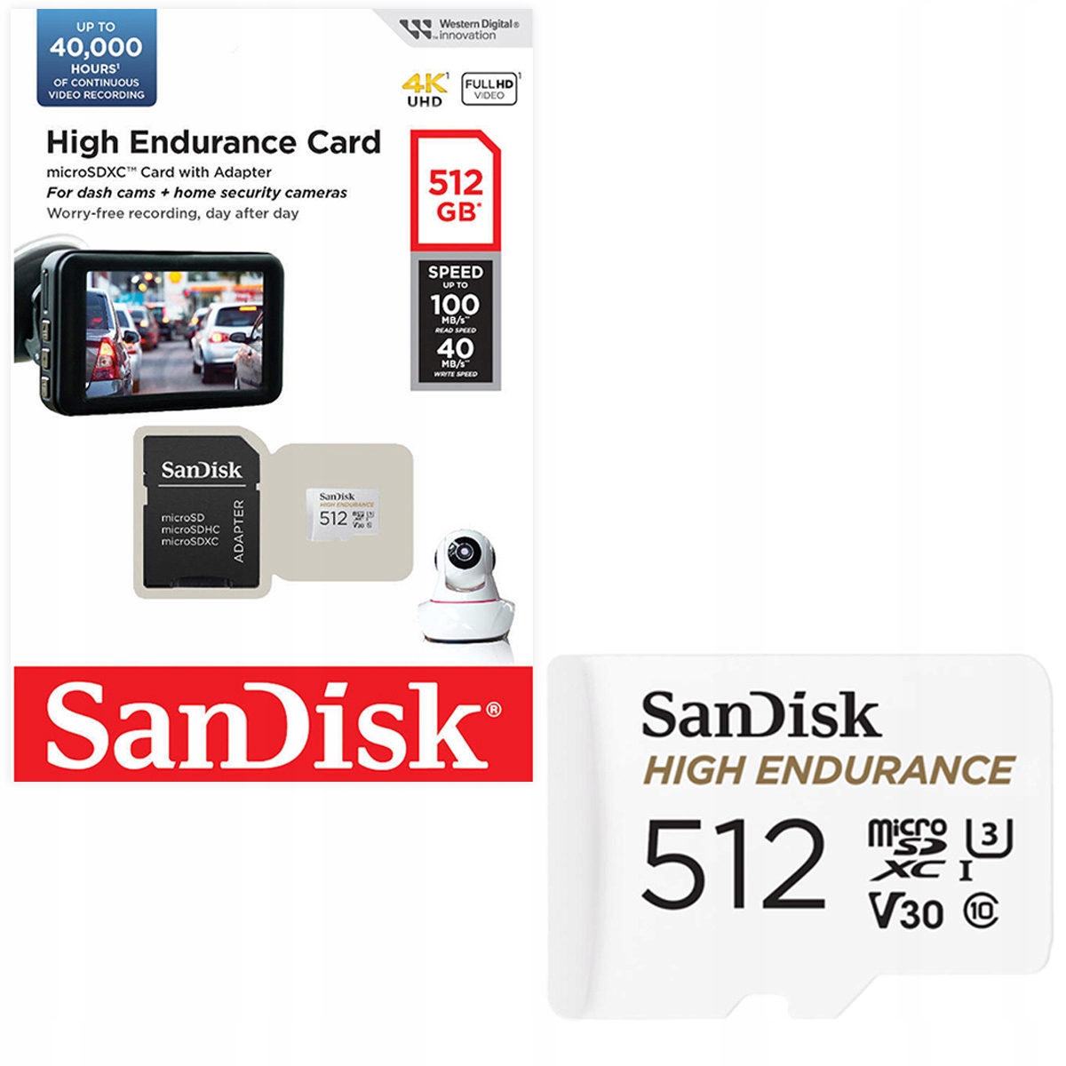 SanDisk High Endurance microSDXC 512 Gb V30 Karta pamięci do kamer kamerki