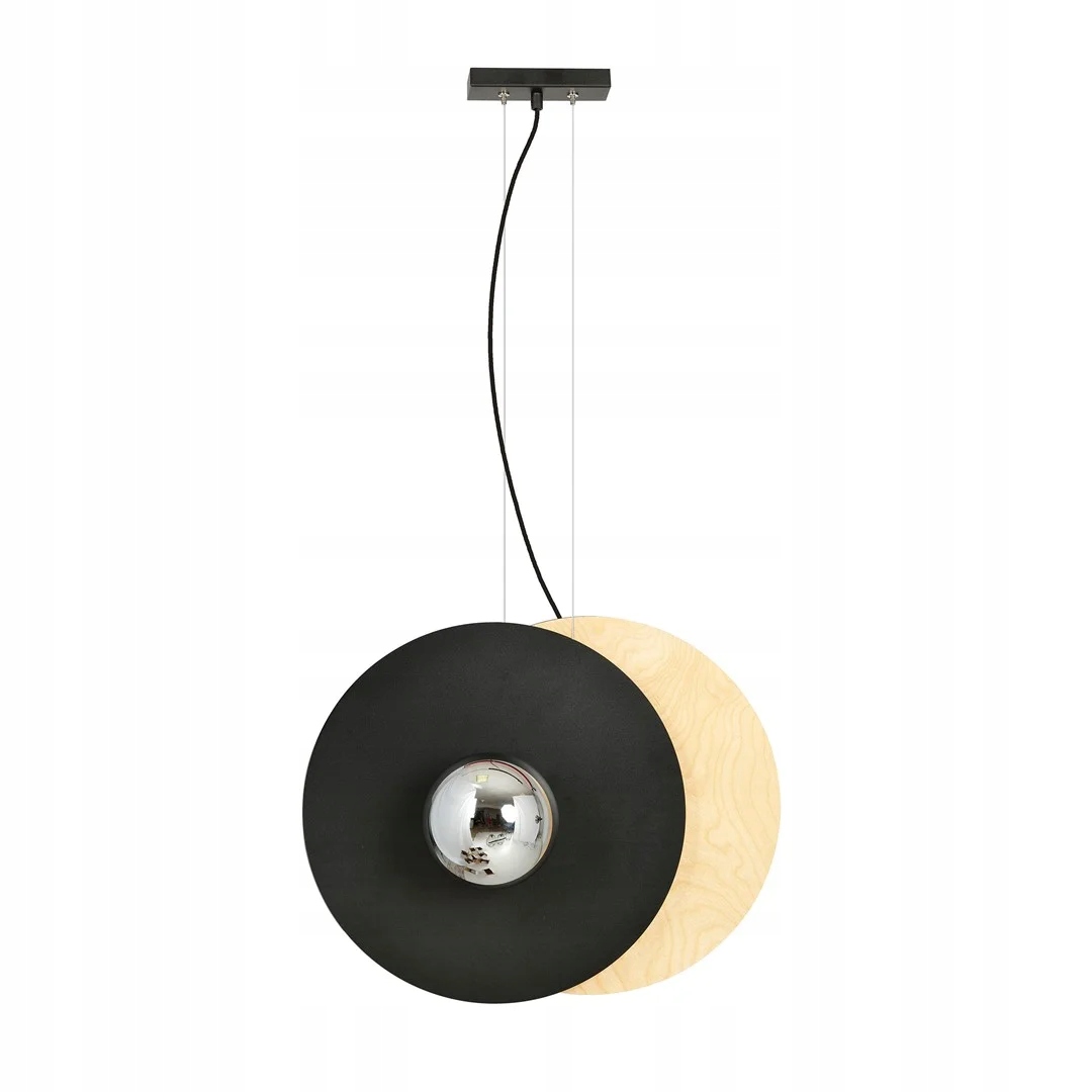 Závesná lampa čierna drevená sklenená grafitová industriálna guľa Emibig