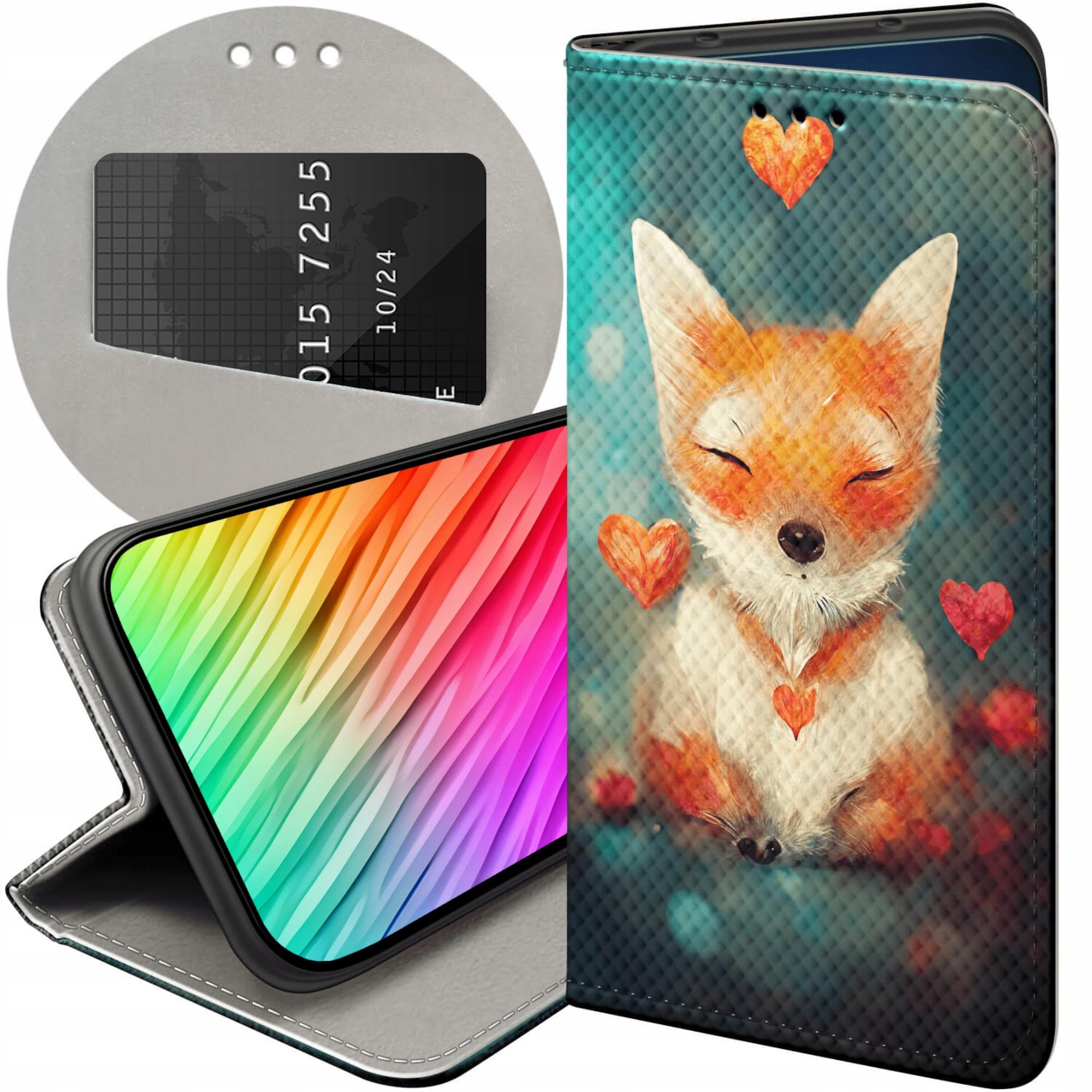 Etui Z Klapką Do Oppo RENO12 5G Liski Lisy Fox Futerał Pokrowiec Case