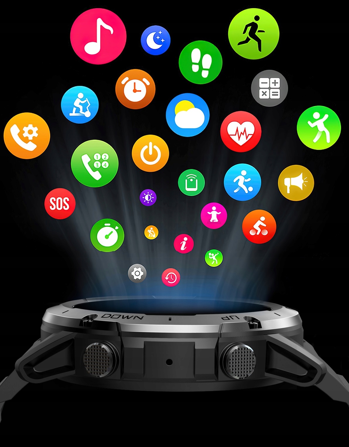 ZEGAREK SMARTWTCH MĘSKI ROZMOWY MENU PL KROKI DUŻA BATERIA FOLIA OCHRONNA Lokalizator GPS nie