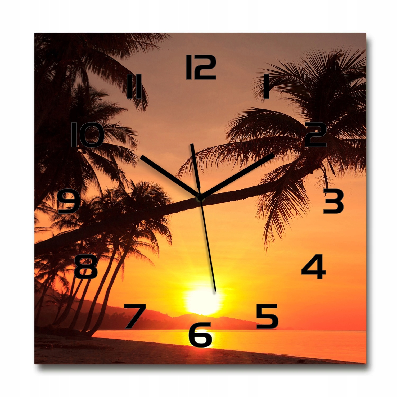 

Cichy szklany zegar Zachód słońca plaża 60x60 cm