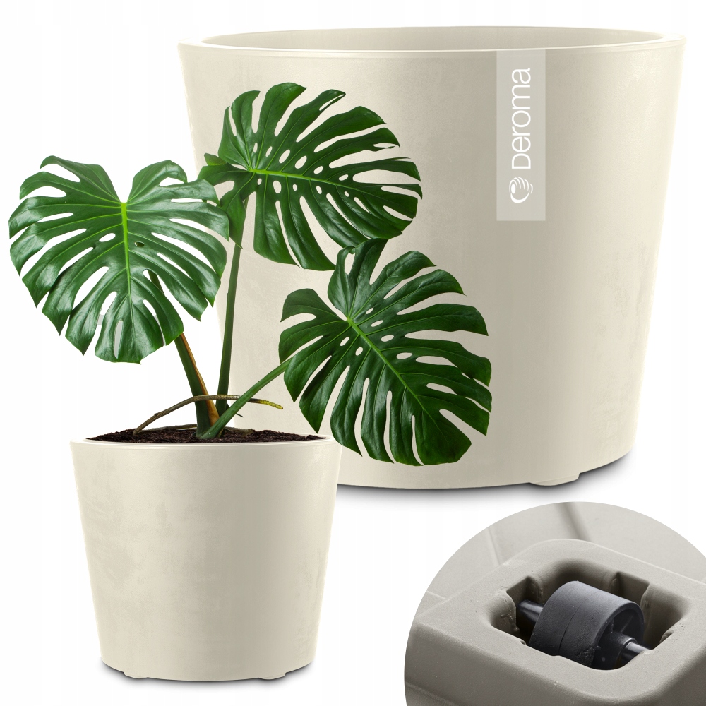 Donica Doniczka Okrągła Deroma Efekt Betonu 59CM Millennium Perłowa