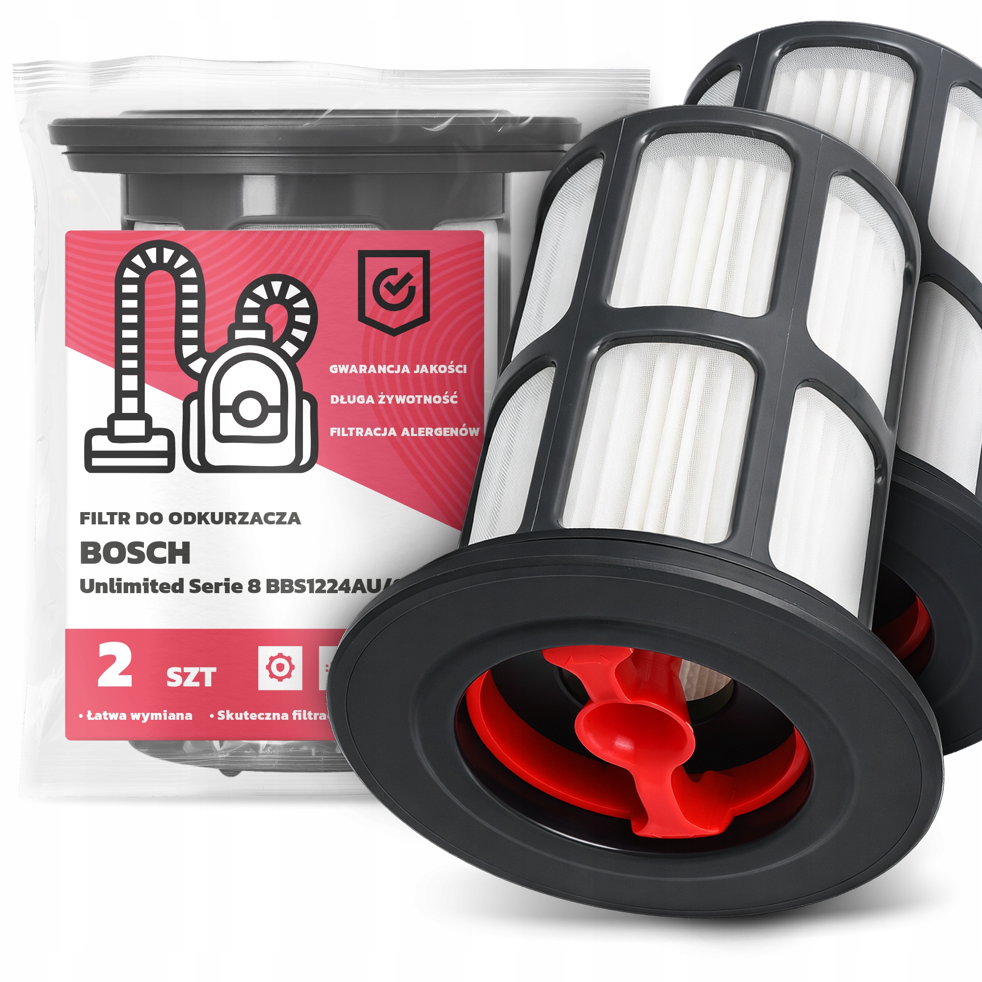 2x Filtr Do Vysavače Bosch Unlimited Serie 8 BBS1224AU/02 Hepa Filtr Em-w